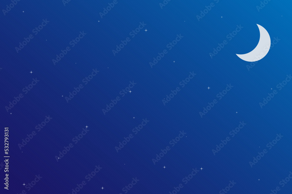 vector landscape of clouds and night sky with crescent moon for background
vector landscape of clouds and night sky with crescent moon for background