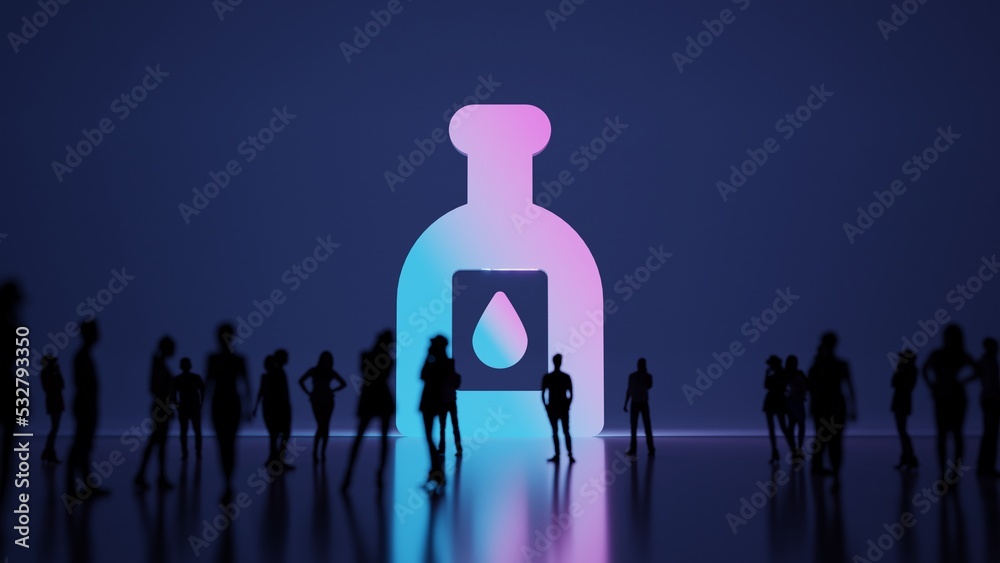 3d rendering people in front of symbol of oil on background