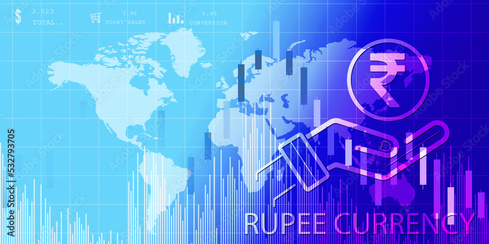 Rupee currency . 2D rendering illustration Rupee currency . 2D rendering illustration