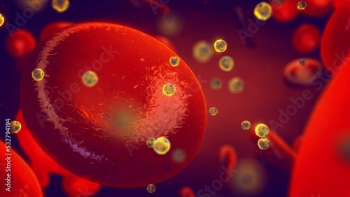 Animation of High-density lipoprotein particles (HDL) also known as good cholesterol, in the blood. Higher HDL levels correlate with lower risk of cardiovascular disease
 photo