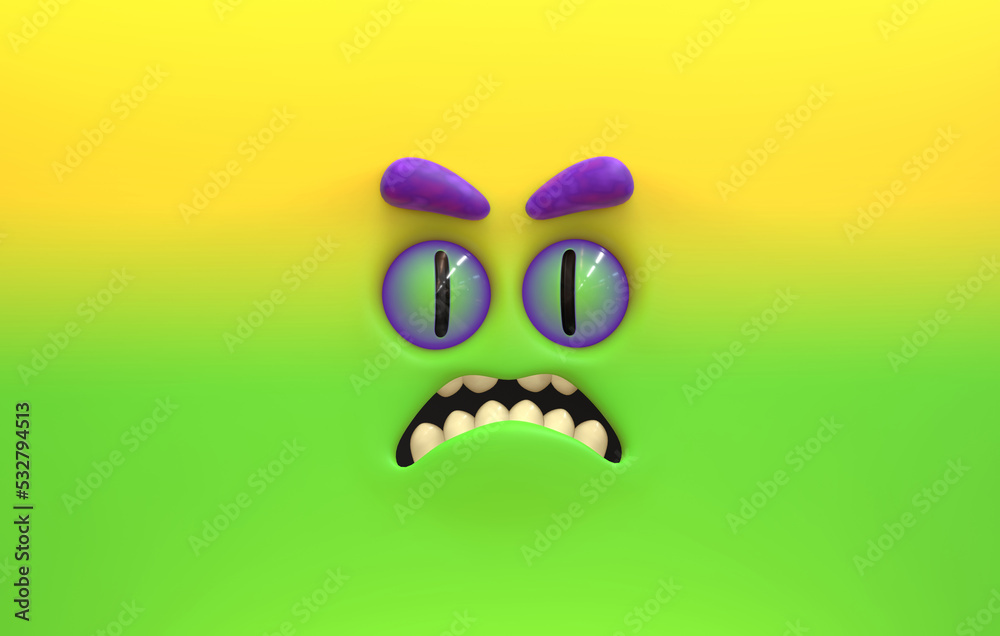 Surprised startled 3D cute emotive face Surprised startled 3D cute emotive face