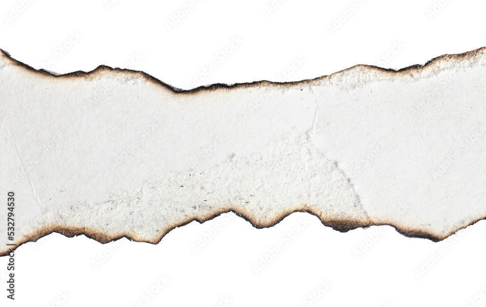 Fototapeta premium white burnt paper on white isolated background