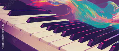 Piano concert colorful illustration.