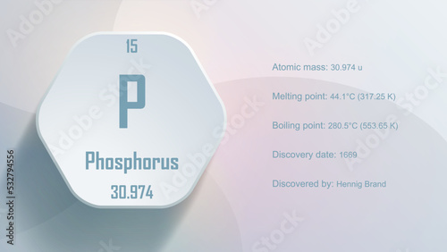 Modern periodic table element Phosphorus 3D Vector Illustration