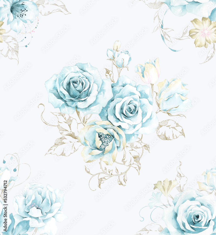 Classic Popular Flower Seamless pattern background.Perfect for wallpaper, fabric design, wrapping paper, surface textures, digital paper.