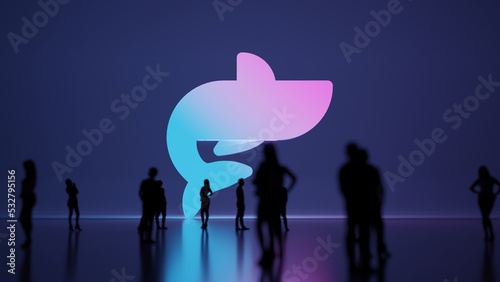 3d rendering people in front of symbol of shark on background