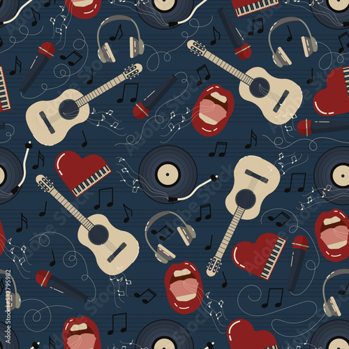 Vector music seamless pattern. Music concept.