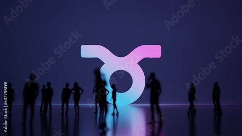 3d rendering people in front of symbol of taurus zodiac on background