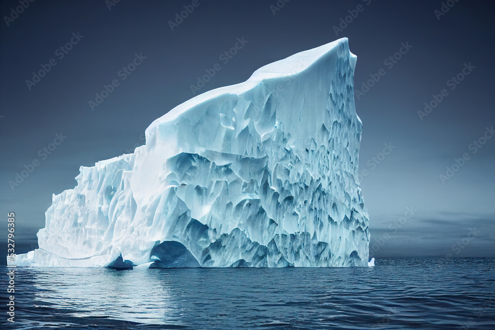 Large iceberg floating in the sea