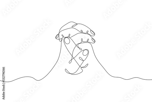 Continuous single line drawn hand gestures,  minimalistic human praying hands sign. Dynamic one line graphic vector design illustration
