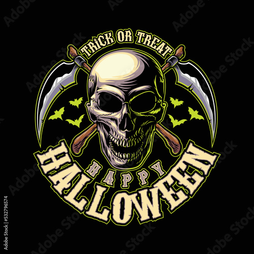 Halloween Skull Head Illustration Design (ID: 532796574)