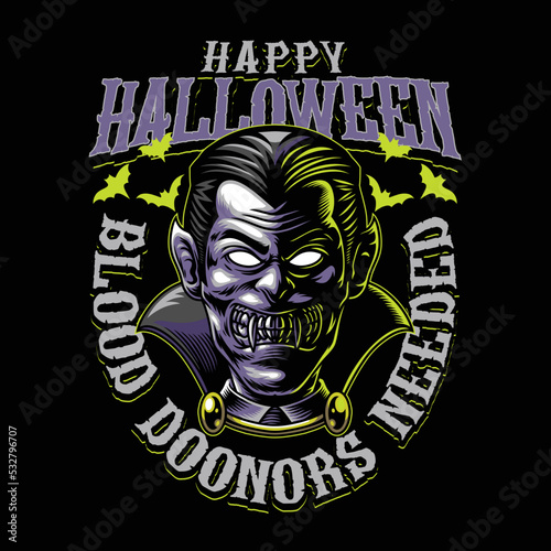 Halloween Dracula Head Illustration Design (ID: 532796707)