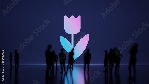 3d rendering people in front of symbol of tulip on background