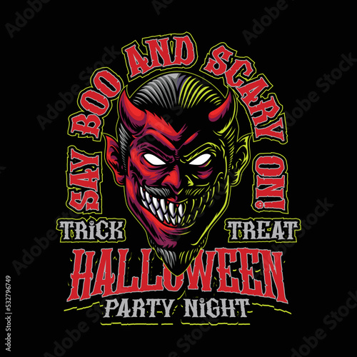 Halloween Devil Head Illustration Design (ID: 532796749)