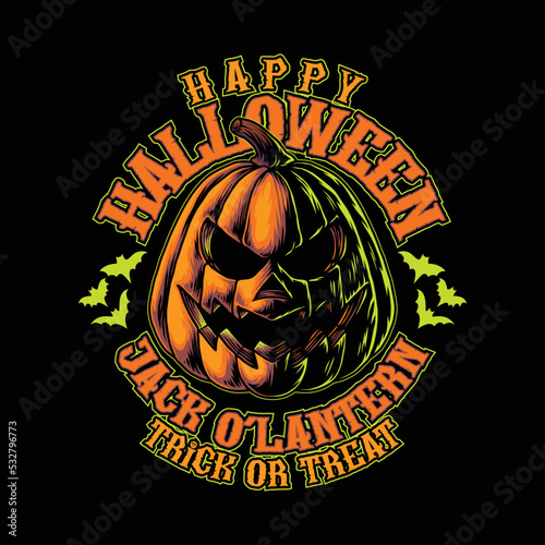 Halloween Pumpkin Head Illustration Design (ID: 532796773)