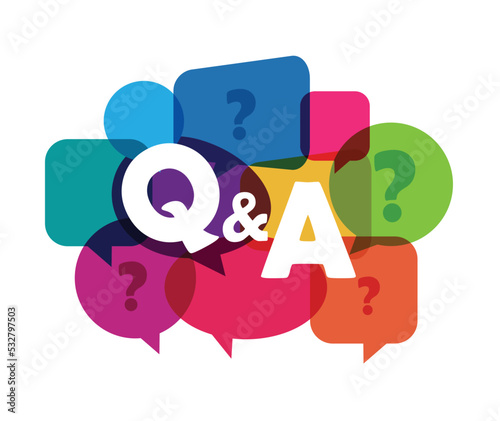 Q&A banner. Question and answer on speech bubbles vector illustration.