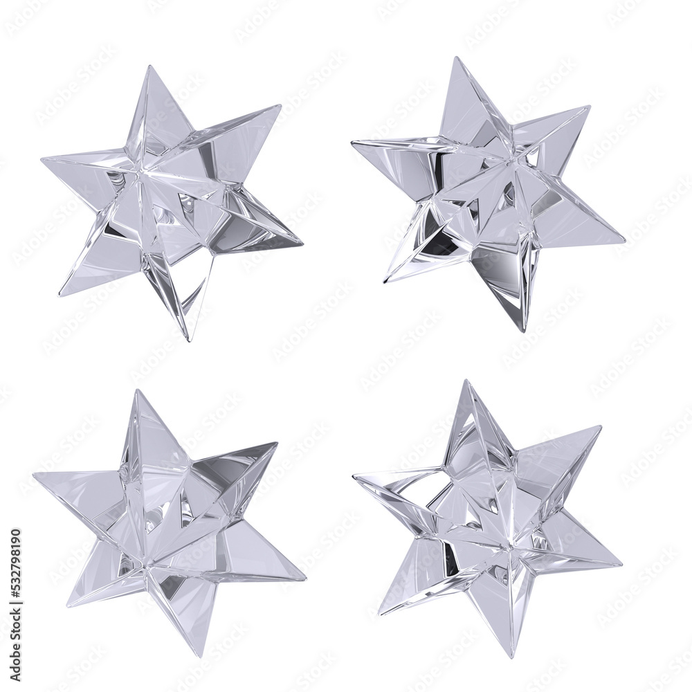 White crystal Christmas star element. 3d illustration. White crystal Christmas star element. 3d illustration.
