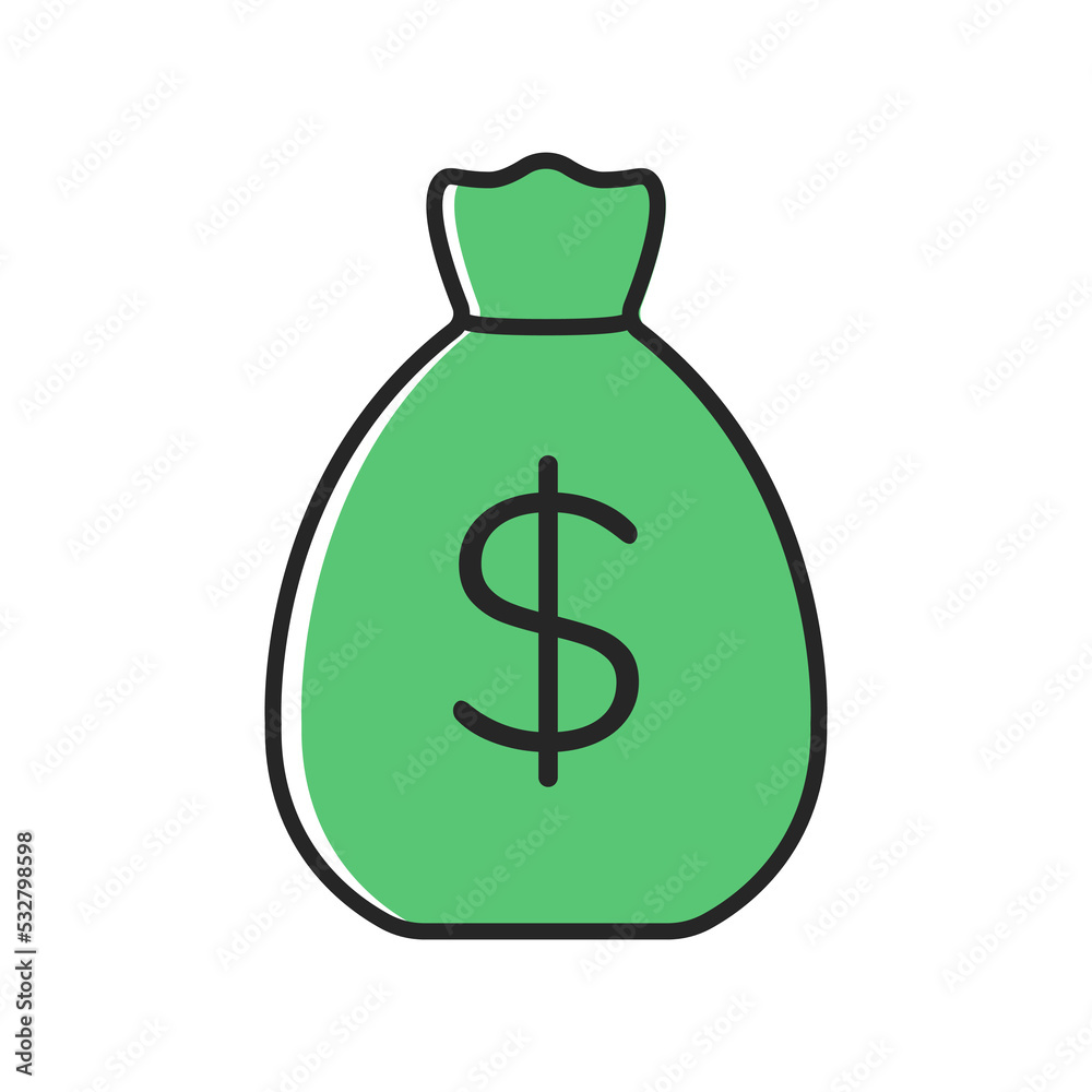 Money bag icon with outline vector illustration Money bag icon with outline vector illustration