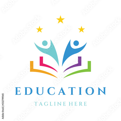Creative student education logo template design with hat, book, pencil or pen sign.Inspired by graduating students.Logos for universities, colleges of education and schools.