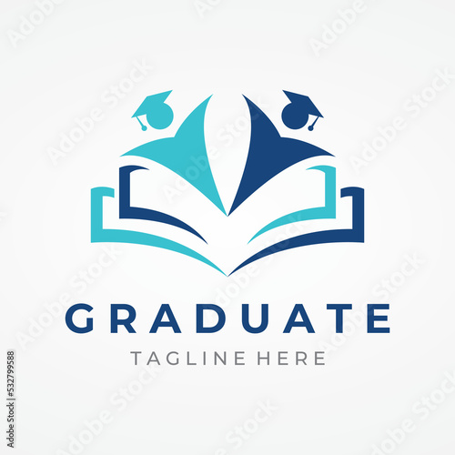 Creative student education logo template design with hat, book, pencil or pen sign.Inspired by graduating students.Logos for universities, colleges of education and schools.