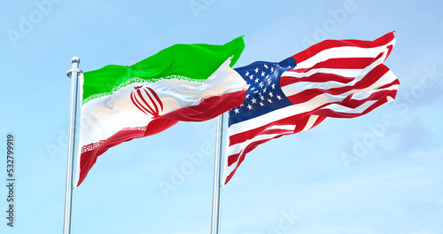 Iran vs United States flag waving 4k 