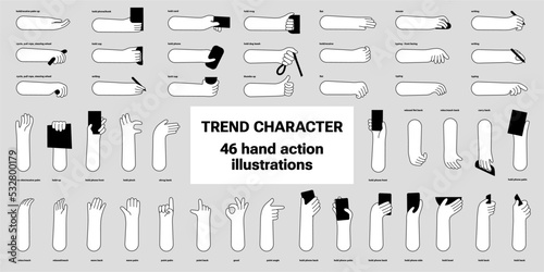 46 vector hand action illustration for trendy website illustration characters