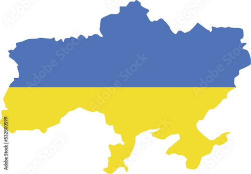 Ukraine map city color of country flag.