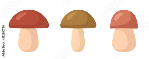 Mushroom icon set. Cartoon mushroom isolated on white background.