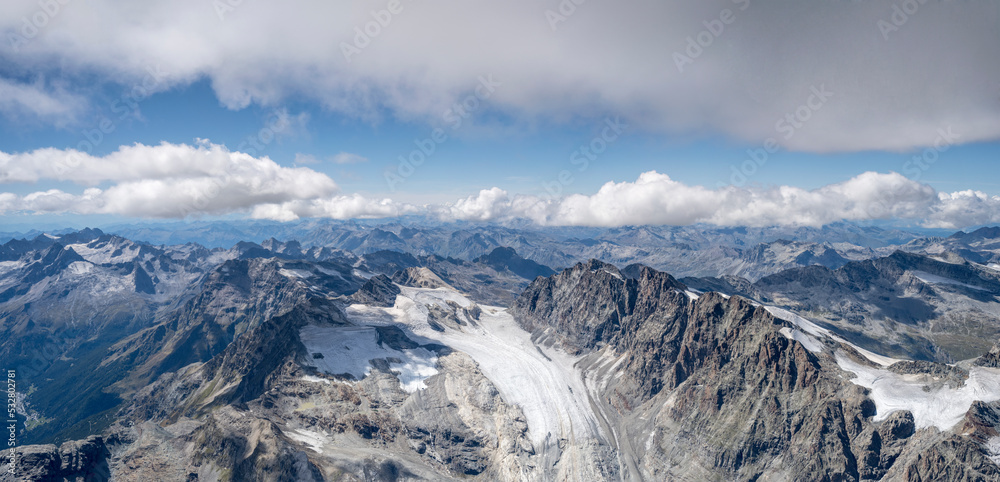 worn ice at Bernina range western  glaciers, Italy