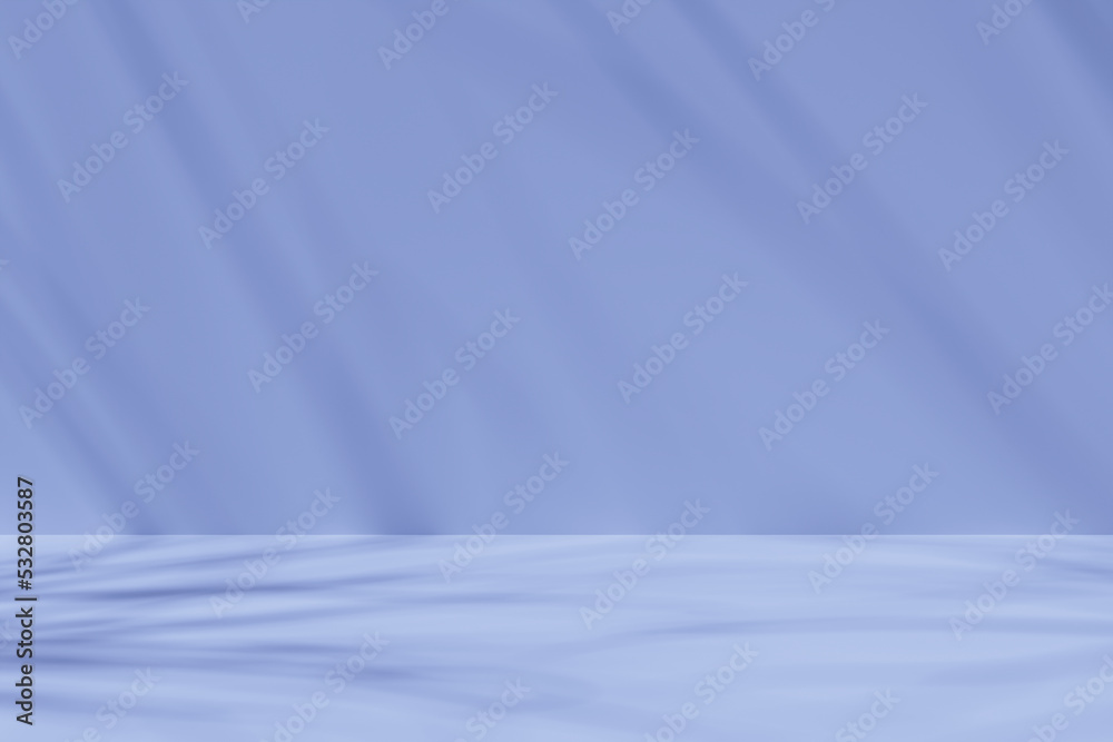 Fototapeta premium Empty blue room with natural blurred shadows