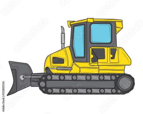 Bulldozer in isolate on a white background. Construction equipment. Vector illustration.