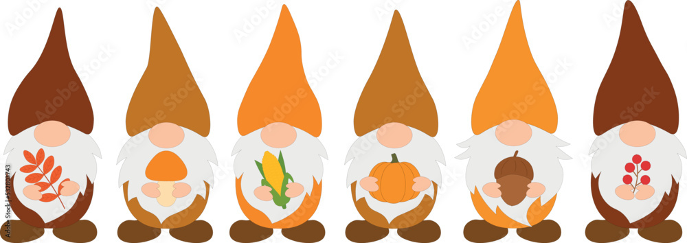 Set Fall Gnomes vector illustration Set Fall Gnomes vector illustration