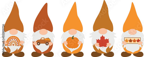 Set  Fall Gnomes vector illustration