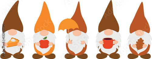 Set  Fall Gnomes vector illustration