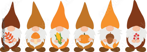 Set  Fall Gnomes vector illustration