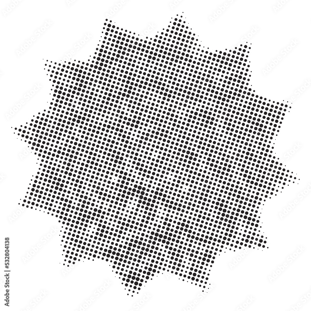 Halftone circle brush dots border. Round border Icon using halftone circle dots raster texture. Vector illustration.