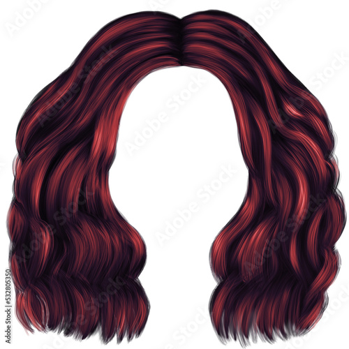 Dark red woman hair isolated