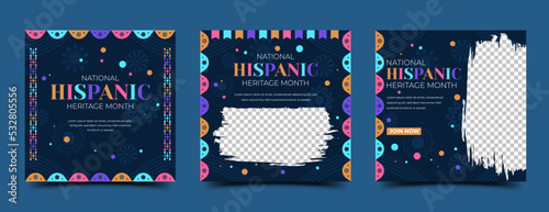 Set of National Hispanic Heritage Month square banner template design. Usable for social media post, card, and web.