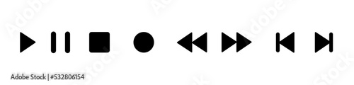 Media Player Buttons set. Movie Icons collection. Clapper board icon set. Contains such icon as film, movie, tv, video and more. Vector illustration.