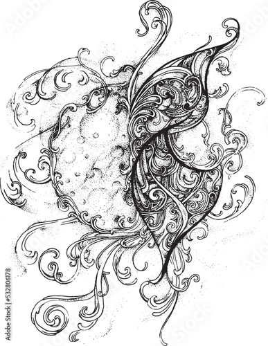 abstract floral design butterfly sketch