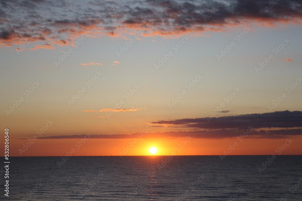 Sunset over the North Sea on the island of Sylt/Germany
