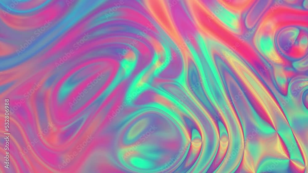 3D animation - Abstract colorful texture of an animated iridescent material with swirling folds
3D animation - Abstract colorful texture of an animated iridescent material with swirling folds