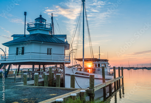 lighthouse at dusk