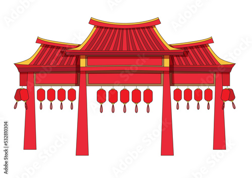 door facade china design on white background illustration vector
