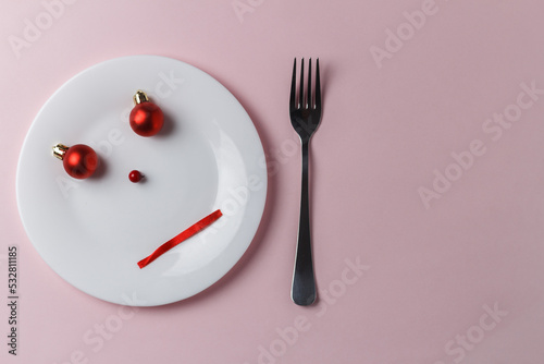 Minimal composition of indifference smiley. Food concept. copy space
