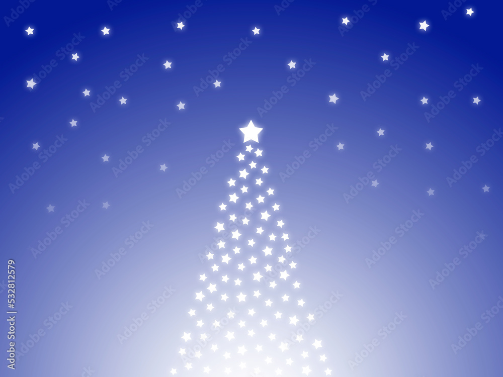 星空と星型クリスマスツリーイルミ:青 星空と星型クリスマスツリーイルミ:青