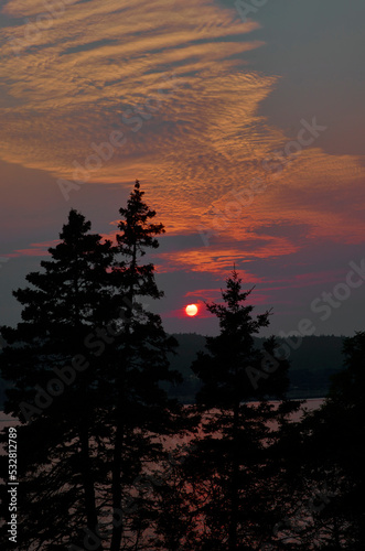 Fototapeta Naklejka Na Ścianę i Meble -  Altocumulus clouds at sunset dusk