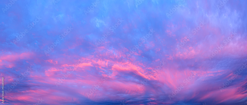 Beautiful red sky sunset panorama as background