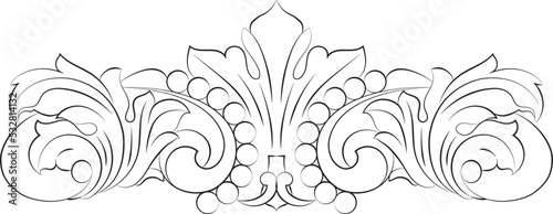 Vintage Baroque Victorian frame border floral ornament leaf scroll engraved retro flower pattern decorative design tattoo black and white Japanese filigree calligraphic vector heraldic swirl