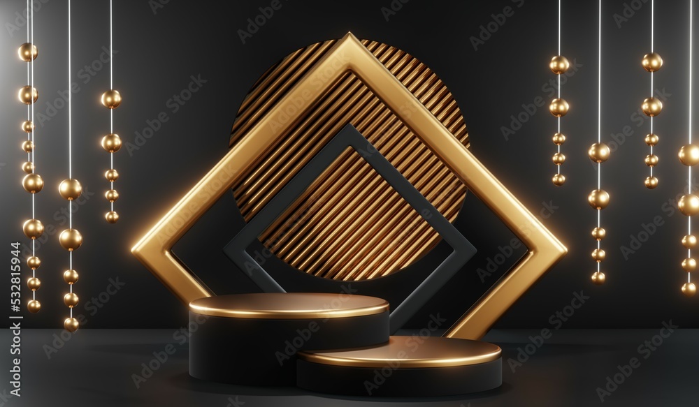 3D rendering of blank product background for cream cosmetics Modern black podium background 3D rendering of blank product background for cream cosmetics Modern black podium background